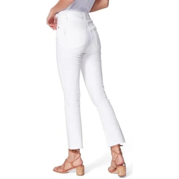 Paige White Denim Colette Crop Flare Raw Hem Jeans Size 29 - Picture 10 of 10